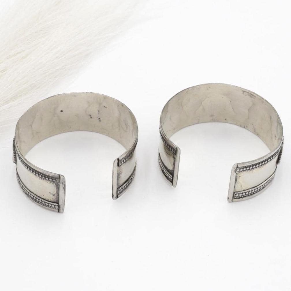 Kuchi Adjustable Statement Cuff Bracelet Set - Afghan Aqeeq Bohemian Tribal Jewelry