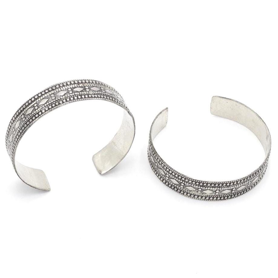 Bohemian Afghan Kuchi Adjustable Cuff Bracelet Set - Statement Aqeeq Jewelry for Tribal Dance