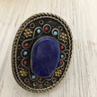 Vintage Afghan Lapis Lazuli Statement Ring - Adjustable Handmade Gemstone Jewelry for Engagement or Festival