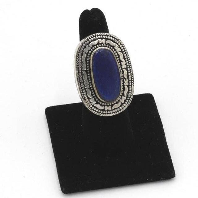Vintage Afghan Turquoise Ethnic Ring - Handmade Boho Kuchi Tribal Silver Jewelry for Women