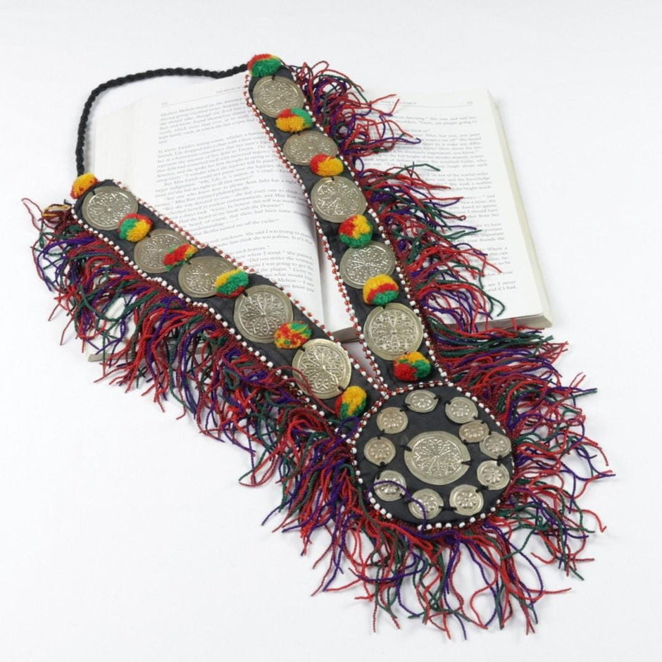 Vintage Afghan Kuchi Tribal Butterfly Button Necklace - Handcrafted Kashmiri Pendant Jewelry