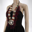 Vintage Afghan Kuchi Tribal Butterfly Button Necklace - Handcrafted Kashmiri Pendant Jewelry