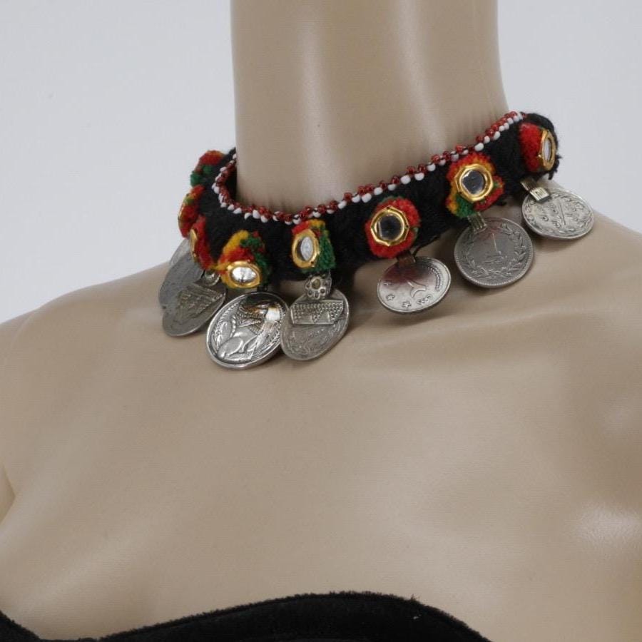 Exotic Afghan Coin chocker Statement Necklace
