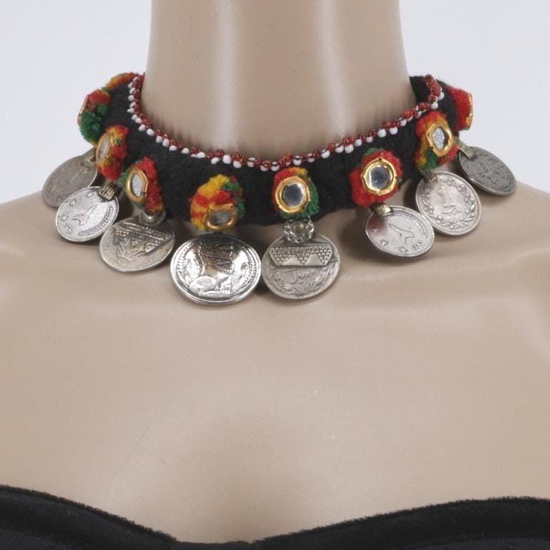 Exotic Afghan Coin chocker Statement Necklace