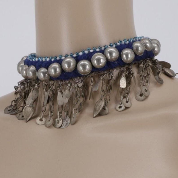 Vintage Afghan Kuchi Choker Necklace - Ethnic Bedouin Rajasthani Tribal Jewelry