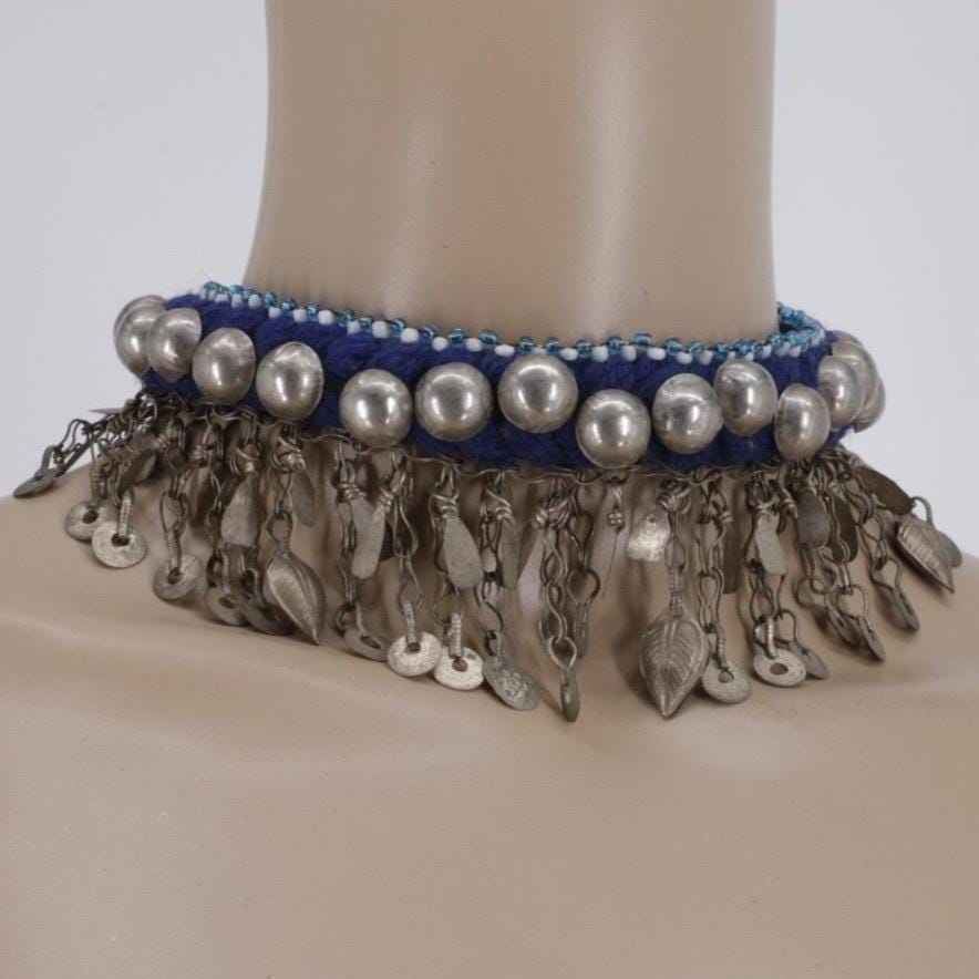 Vintage Afghan Kuchi Choker Necklace - Ethnic Bedouin Rajasthani Tribal Jewelry