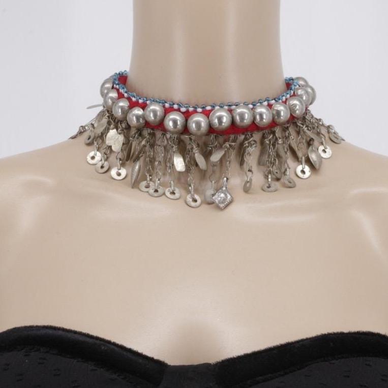 Vintage Afghan Kuchi Choker Necklace - Ethnic Bedouin Rajasthani Tribal Jewelry