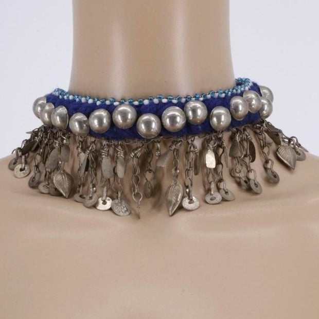 Vintage Afghan Kuchi Choker Necklace - Ethnic Bedouin Rajasthani Tribal Jewelry
