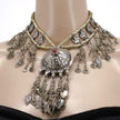 Vintage Tuareg Waziri Necklace - Afghani Belly Dance Choker - Boho Kuchi Tribal Jewelry