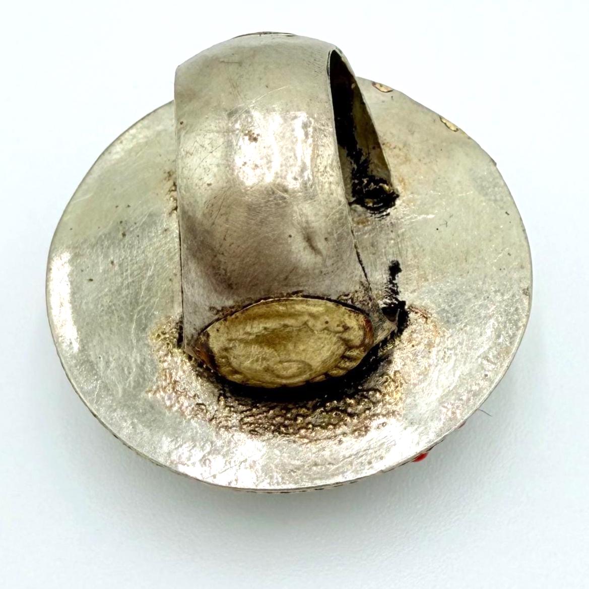 Large Afghan Tribal Ring: Vintage Kuchi Silver Boho Statement