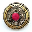Oversized Vintage Afghan Statement Ring with Red Gemstone -  Boho Tribal Jewelry