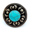 Vintage Afghan Turquoise Statement Ring -  Handmade Engraved Gemstone Jewelry