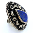 Vintage Afghan Lapis Lazuli Statement Ring - Handmade Nomadic Gemstone Jewelry