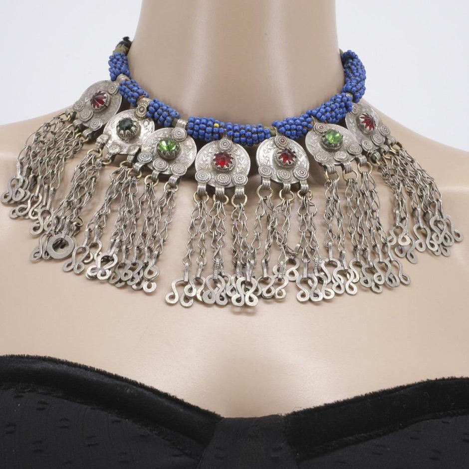 Vintage Afghan Coin Tassel Necklace