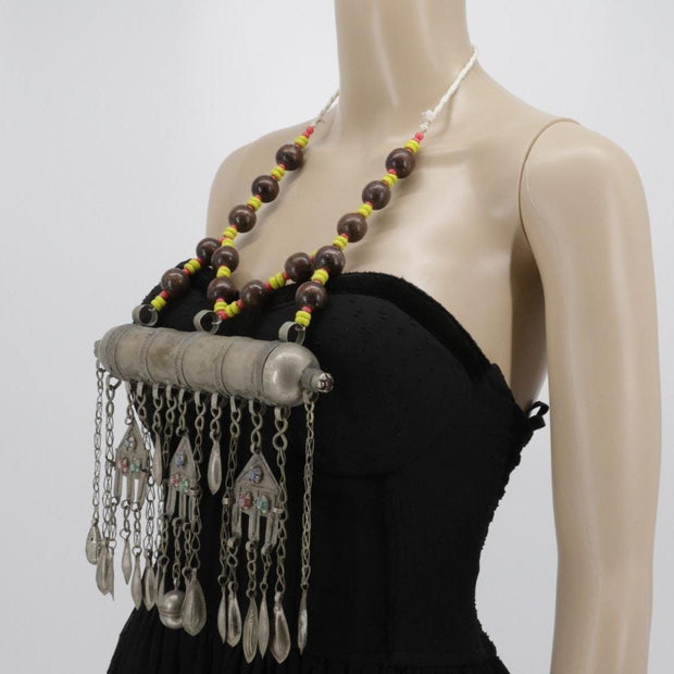Vintage Afghan Kuchi Statement Necklace - Large Tribal Pendant Jewelry - Handmade Ethnic Adornment