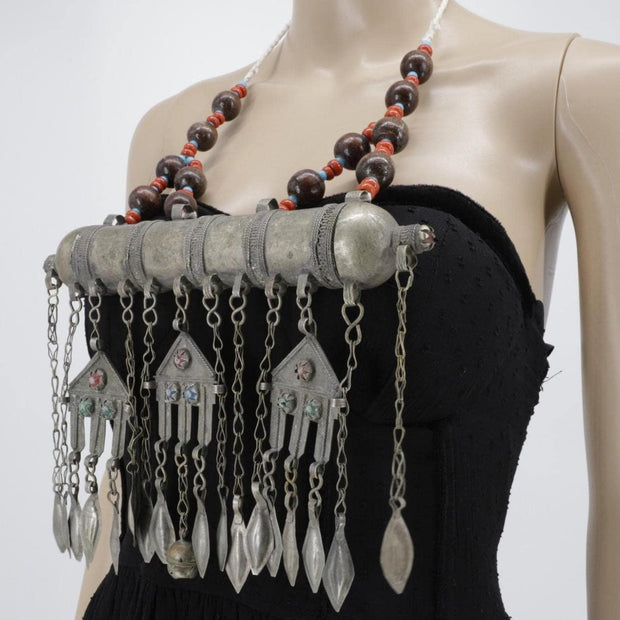 Vintage Afghan Kuchi Statement Necklace - Large Pendant Tribal Jewelry - Handmade Ethnic Accessory