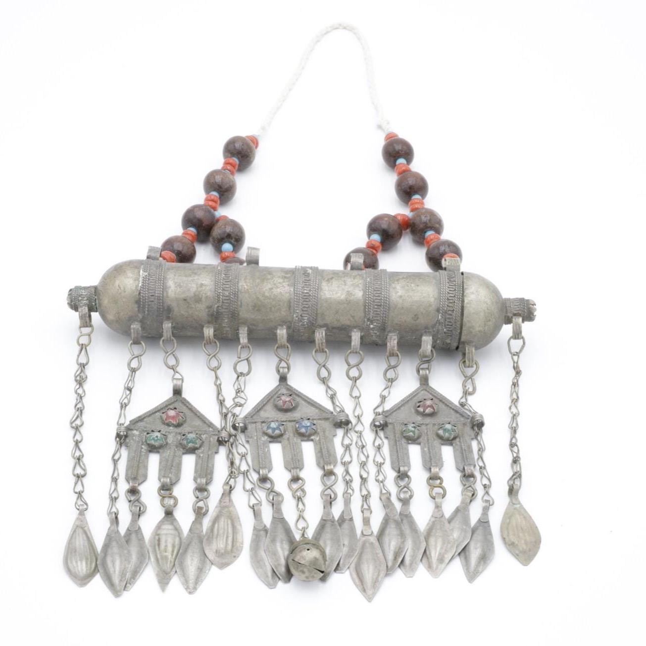 Vintage Afghan Kuchi Statement Necklace - Large Pendant Tribal Jewelry - Handmade Ethnic Accessory
