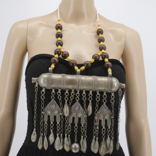 Vintage Afghan Kuchi Statement Necklace - Large Tribal Pendant Jewelry - Handmade Ethnic Adornment
