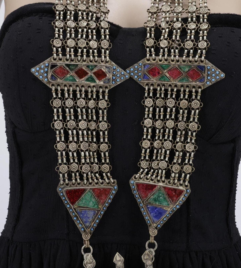 Vintage Afghan Kuchi Large Pendant Statement Necklace - Tribal Hazara Handmade Jewelry