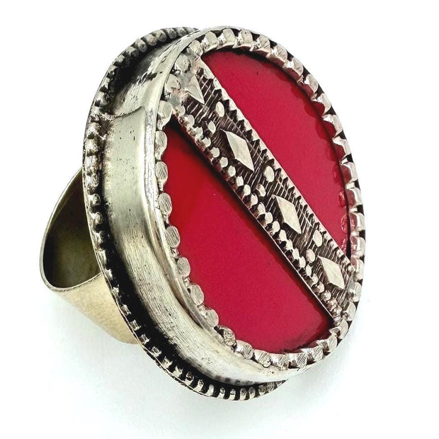 Vintage Afghan Statement Rings: Engraved Gemstone Jewelry for Festivals