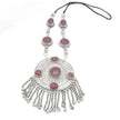 Vintage Afghan Red Stone Pendant Necklace - Ethnic Tribal Kuchi Choker for Belly Dance