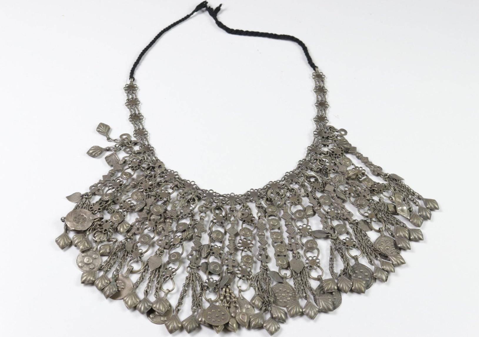 Vintage Afghan Kuchi Tribal Necklace - Handcrafted Ethnic Boho Choker with Pendants