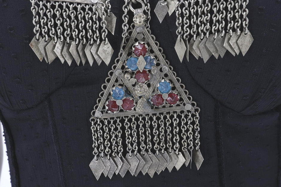 Vintage Afghan Kuchi Choker: Bohemian Statement Necklace with Aqeeq Stones - Tribal Belly Dance Jewelry