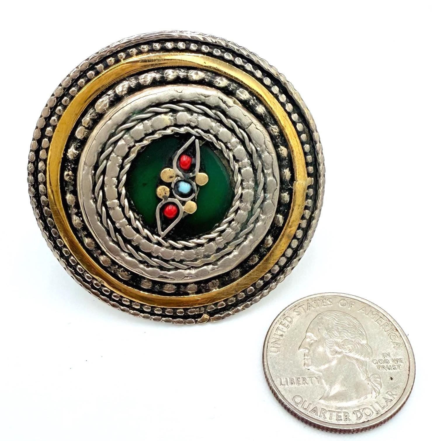 Oversized Antique Afghan Tribal Rings - Adjustable Boho Ethnic Jewelry for Women