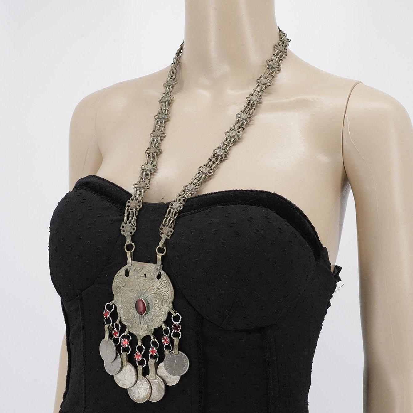 Vintage Afghan Kuchi Choker: Bohemian Statement Necklace with Aqeeq Stones - Ethnic Tribal Jewelry