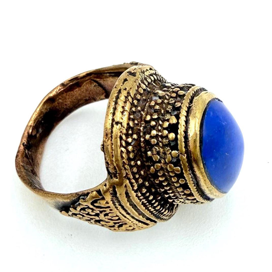 Vintage Afghan Statement Rings: Adjustable Turquoise  Engraved Gemstone Jewelry for Festivals