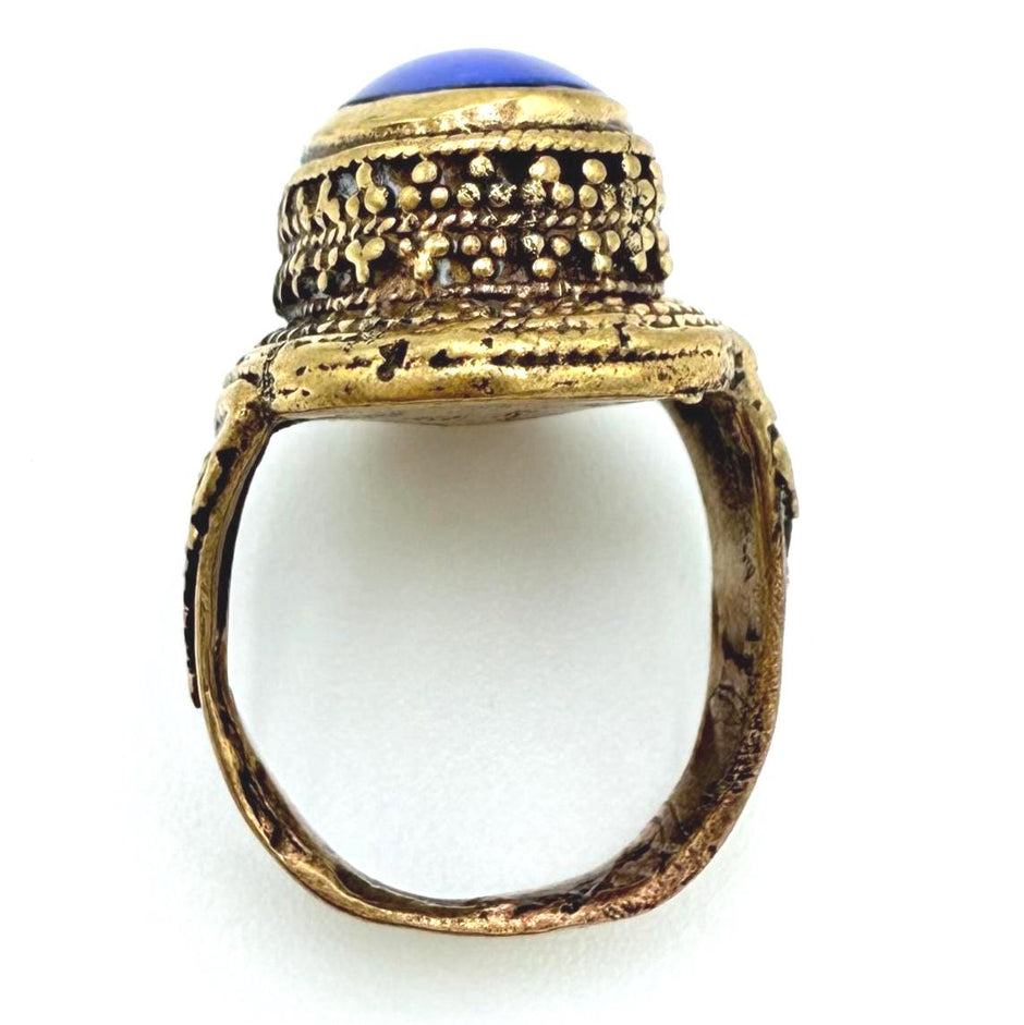 Vintage Afghan Statement Rings: Adjustable Turquoise  Engraved Gemstone Jewelry for Festivals