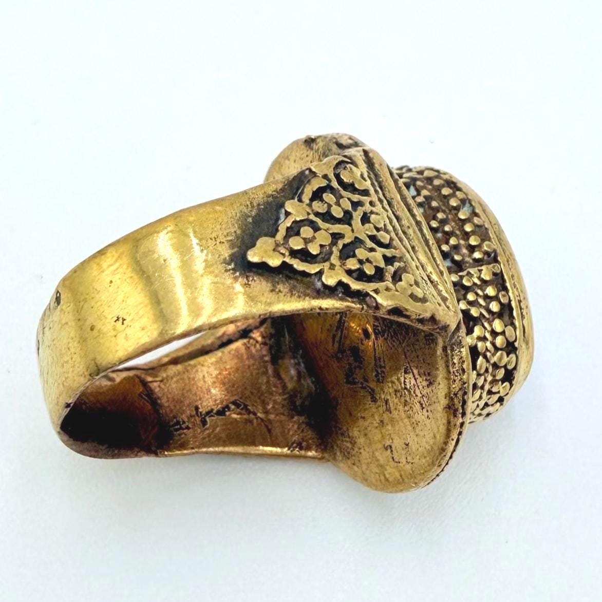 Vintage Afghan Statement Rings: Adjustable Turquoise  Engraved Gemstone Jewelry for Festivals