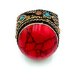 Vintage Afghan Statement Rings -  Engraved Gemstone Jewelry