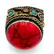 Vintage Afghan Statement Rings -  Engraved Gemstone Jewelry