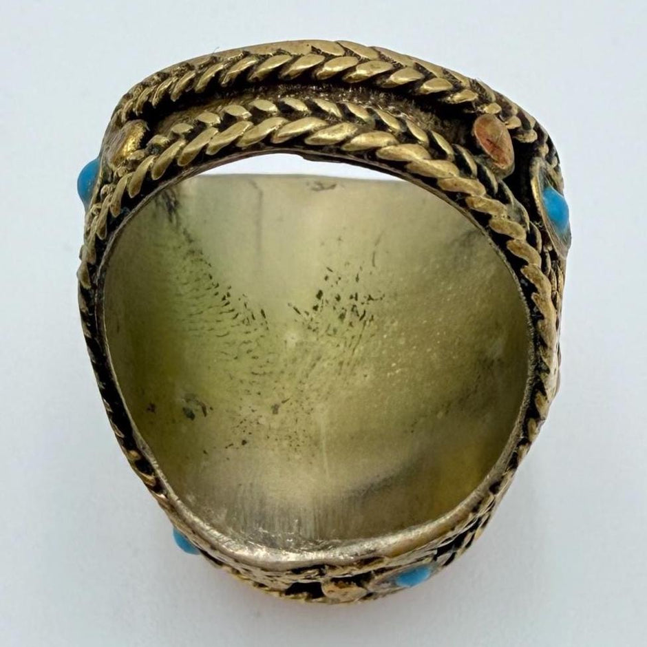 Vintage Afghan Statement Rings -  Engraved Gemstone Jewelry