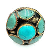 Vintage Afghan Statement Rings: Adjustable Turquoise & Carnelian Engraved Gemstone Jewelry for Festivals
