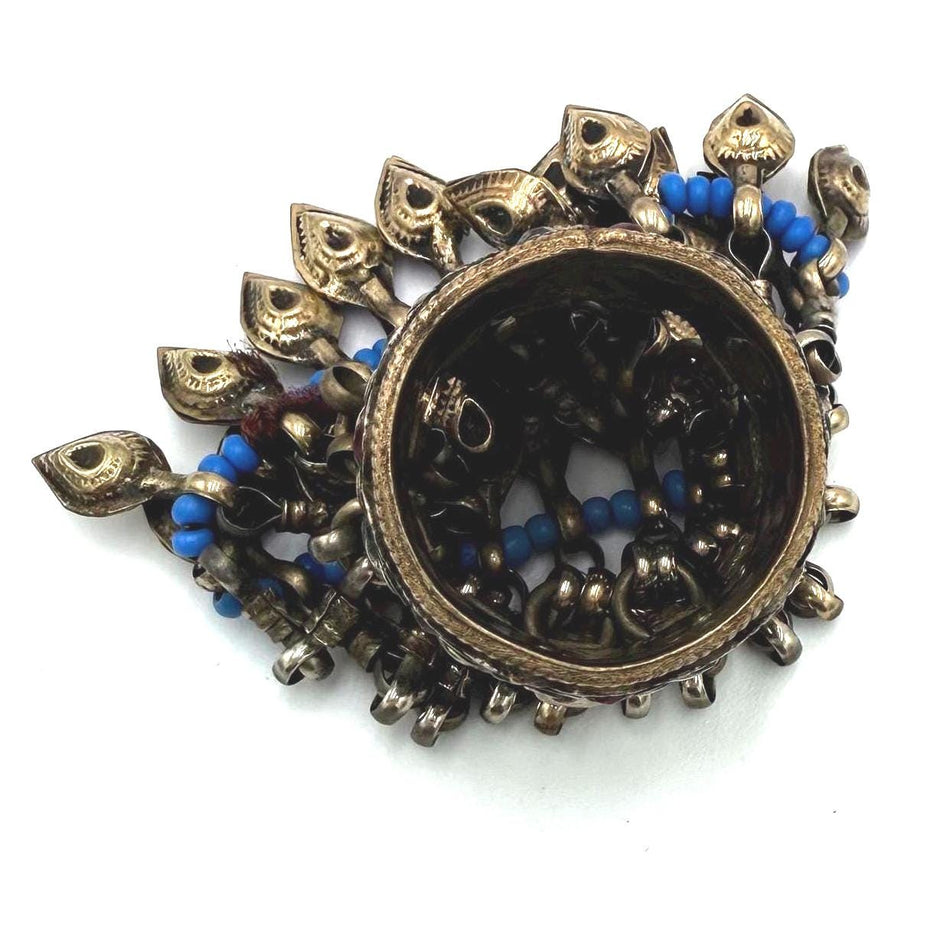 Antique Afghani Statement Ring - Vintage Gypsy Tribal Ethnic Bohemian Nomadic Adjustable Size 12