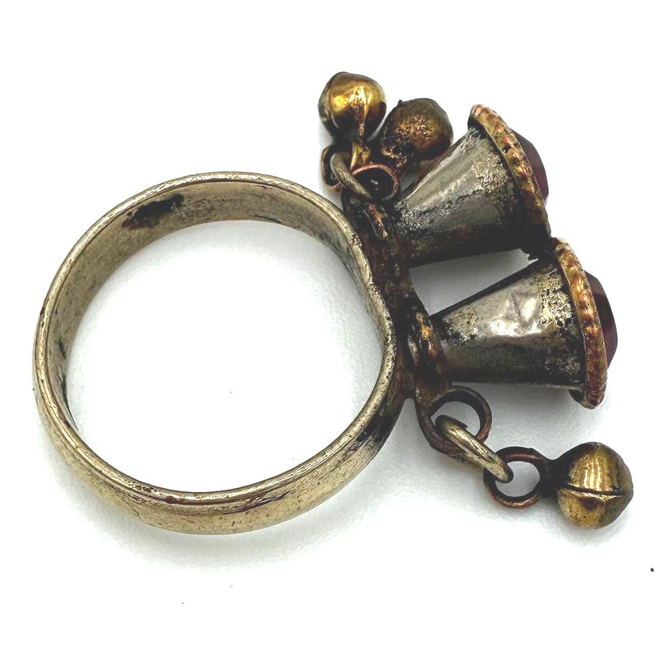 Vintage Afghan Bell Rings: Unique Ethnic Jewelry, Antique Tribal Bohemian Accessories for Women