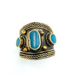Vintage Afghan Blue Adjustable Statement Rings with Turquoise stone - Handmade Antique Jewelry