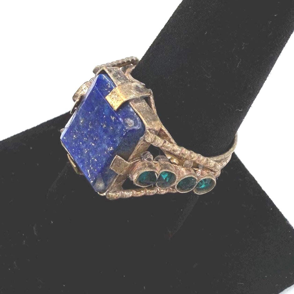 Vintage Afghan Lapis Lazuli Silver Ring - Ethnic Tribal Kuchi Jewelry for Women