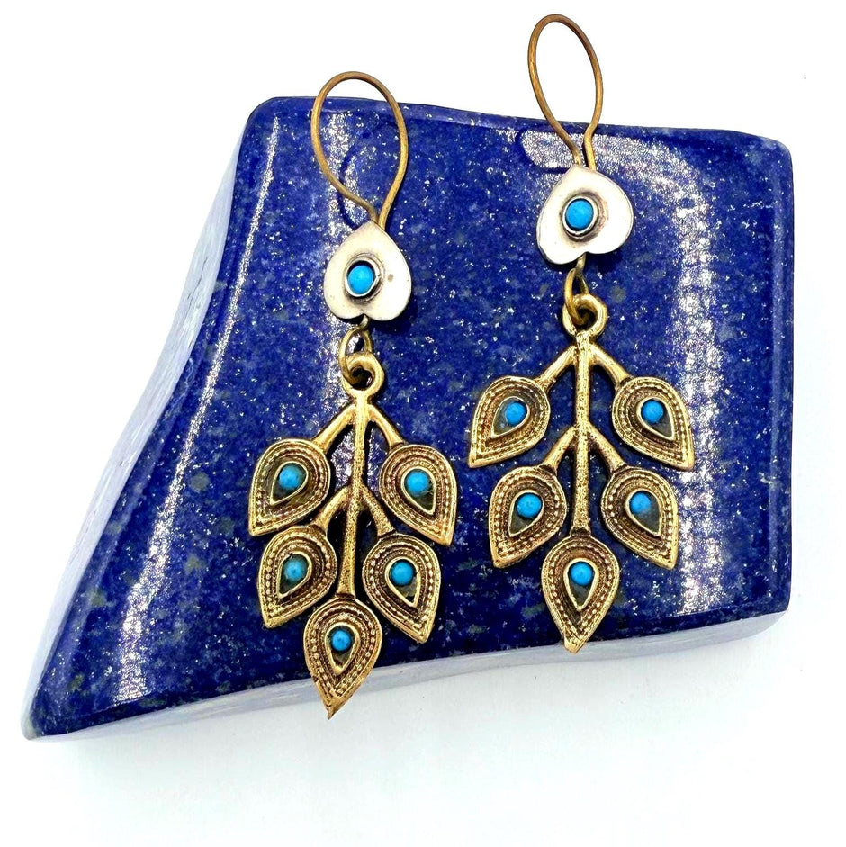 Vintage Afghani Turquoise Earrings: Boho Tribal Jewelry