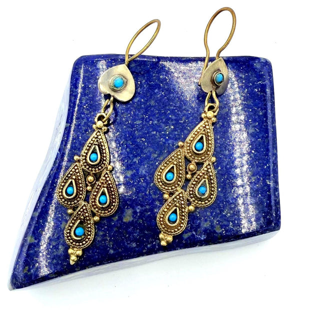 Vintage Afghani Tribal Statement Earrings - Ethnic Middle Eastern Boho Gypsy Jewelry for Women