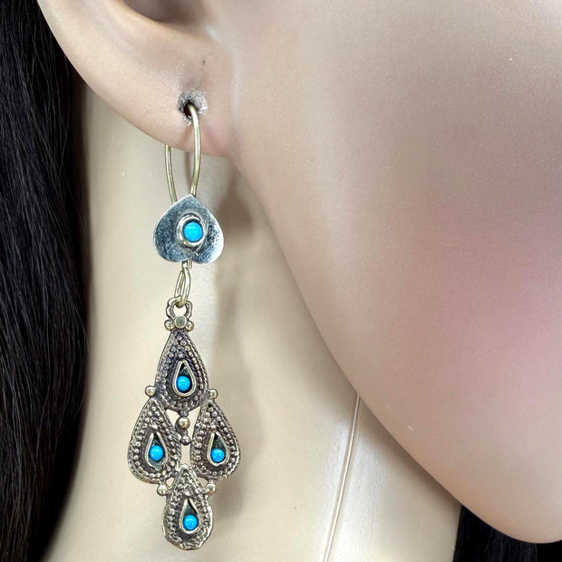 Vintage Afghani Tribal Statement Earrings - Ethnic Middle Eastern Boho Gypsy Jewelry for Women