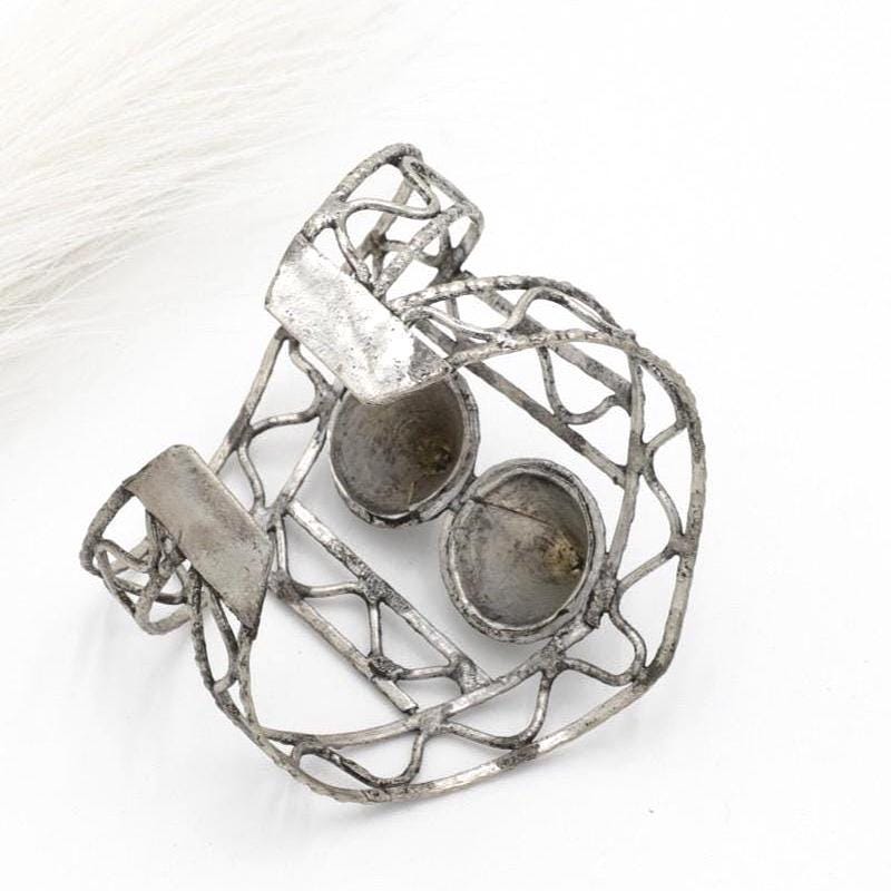 Kuchi Adjustable Statement Cuff: Afghan Aqeeq Bohemian Tribal Bracelet for Belly Dance & Reiki