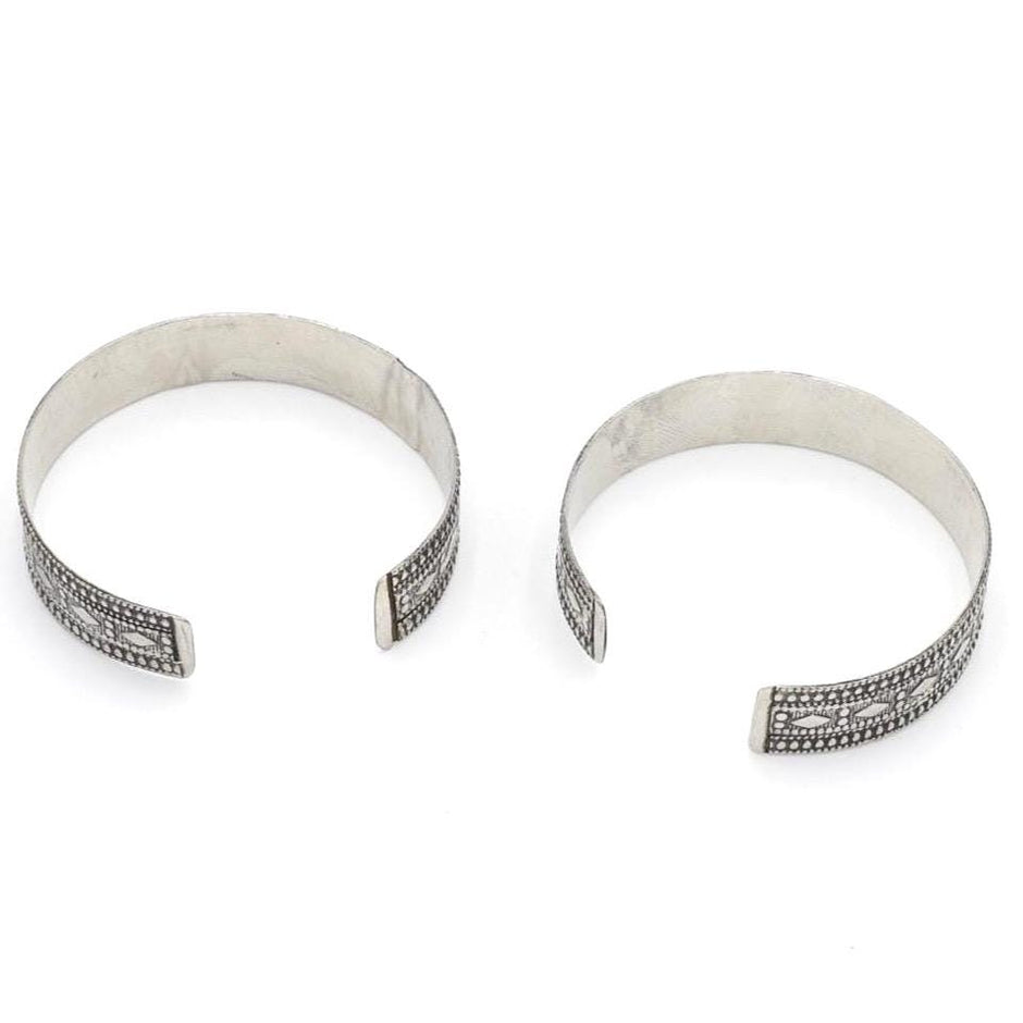 Bohemian Afghan Kuchi Adjustable Cuff Bracelet Set - Statement Aqeeq Jewelry for Tribal Dance