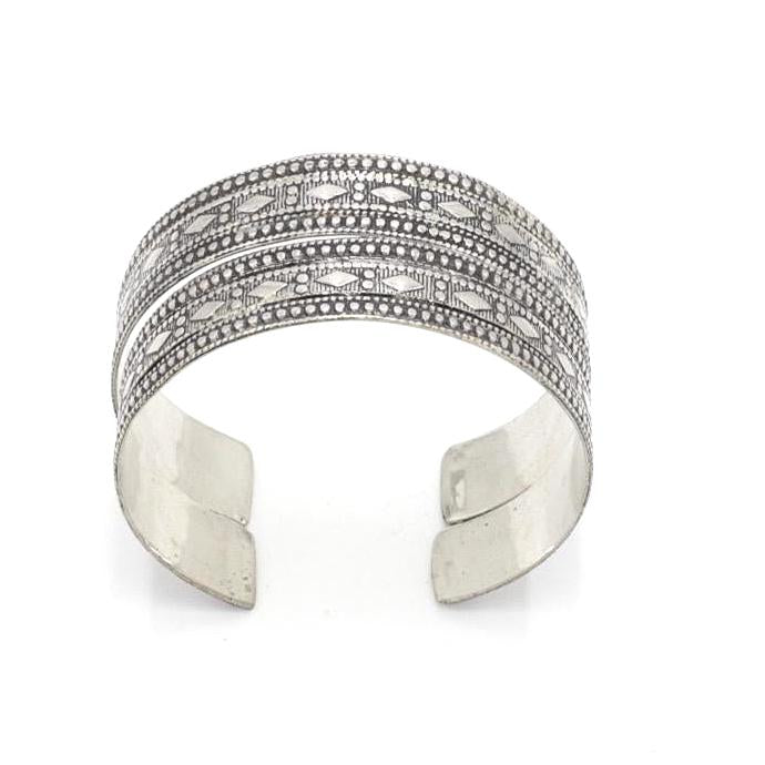 Bohemian Afghan Kuchi Adjustable Cuff Bracelet Set - Statement Aqeeq Jewelry for Tribal Dance