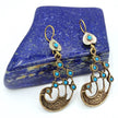 Vintage Afghan Peacock Earrings: Handmade Tribal Jewelry with Turquoise Accents