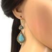 Vintage Afghan Turquoise Teardrop Earrings - Handmade Tribal Boho Dangle Jewelry