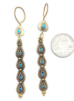 Vintage Afghan Tribal Earrings - Handcrafted Turquoise Teardrop Boho Ethnic Statement Jewelry