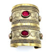 Vintage Afghan Kuchi Cuff Bracelet: Bohemian Statement Piece with Aqeeq Stone